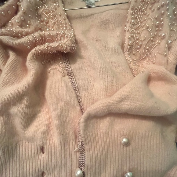 Vintage SIDEEFFECTS of California Sz Small Beaded Lambwool Rabbit Hair Sweater - Picture 10 of 11
